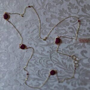 New Charlene K Genuine Red Sapphire 40" Gold Vermeil over Sterling Silver Italy